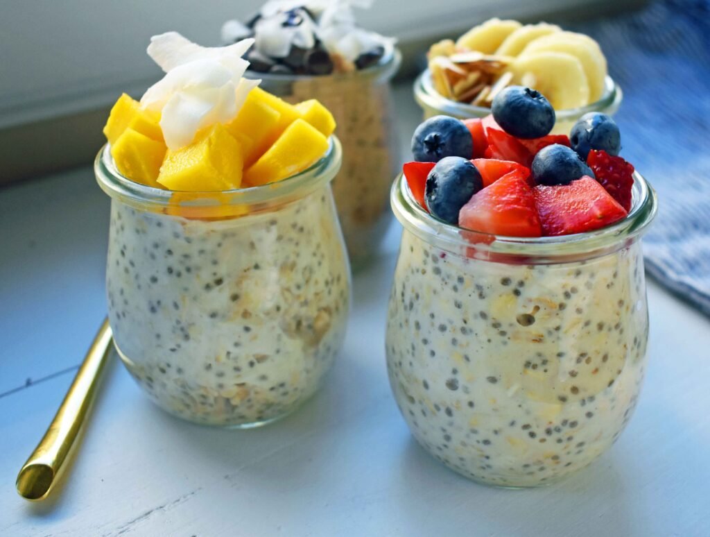 Overnight Oats with Chia Seeds and Fruit diet for weight loss by fitness brother